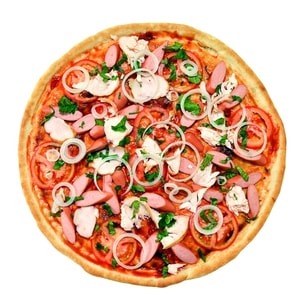 Фото товара 'Пицца с копченой курицей и колбасой'